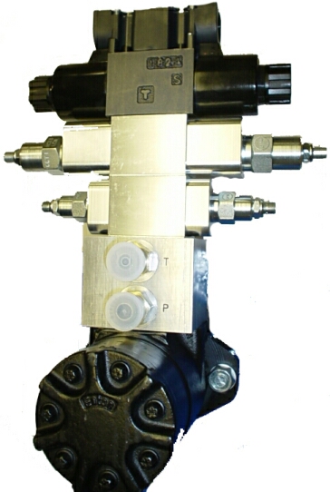 Custom adapter allows direct mounting of NFPA/ISO 03 stacking valves to Char-Lynn motor
