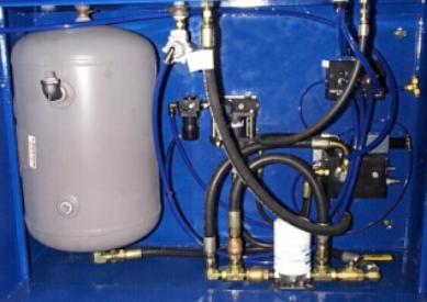 Complete air over oil driven hydraulic system controlled by pneumaticoperators panel to the right