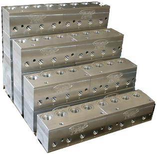 PRIVATE LABELED CUSTOM VALVE MANIFOLD FOR 4 THREADED CARTRIDGE VALVES (CUST. NAME REMOVED)